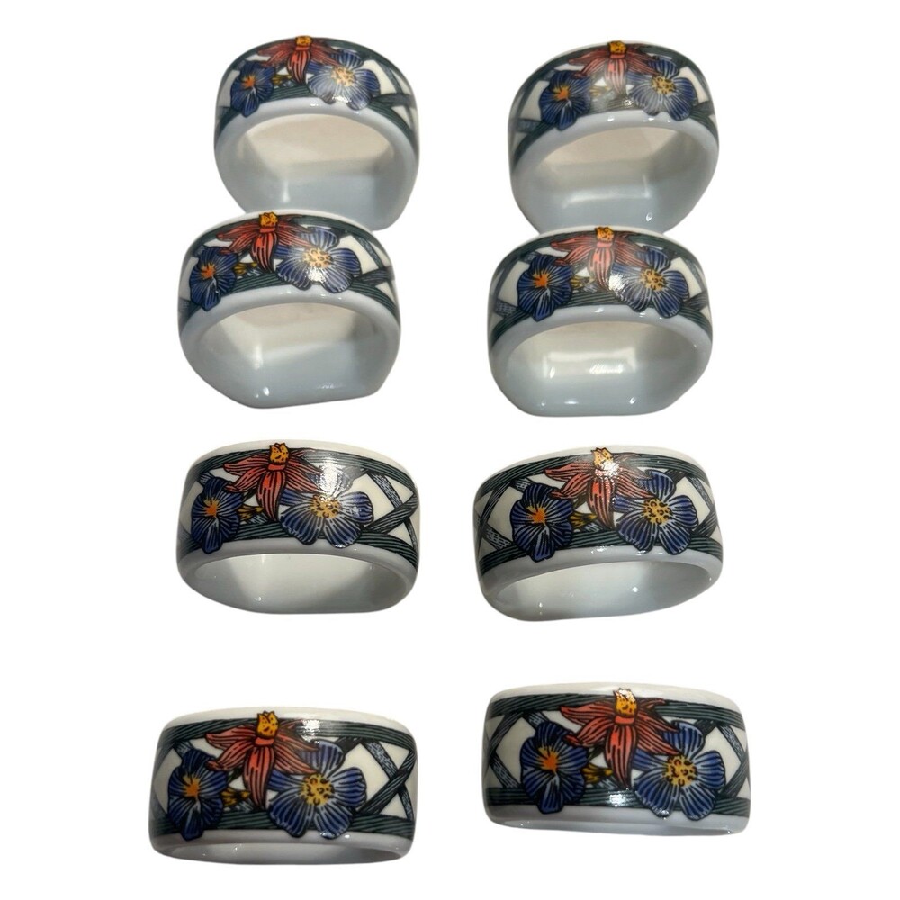 8 Dansk Nordic Garden Napkin Rings 2" by Victoria Morrison Vintage
